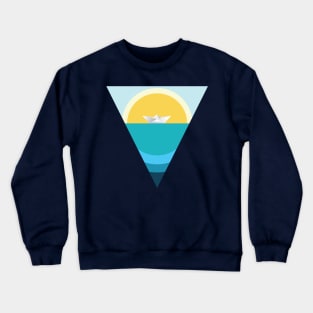 Paper boat in the sea Crewneck Sweatshirt